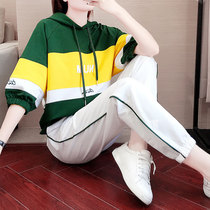 Hong Kong Chao Brand 2020 Spring and Autumn New Sports Suit Women's Fashion Hooded Korean Loose Wear Leisure Two-Piece Set