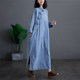 New style ຈີນ oblique placket buttoned denim dress 2024 ໃຫມ່ພາກຮຽນ spring ແລະດູໃບໄມ້ລົ່ນ skirt ຍາວວ່າງການປັບປຸງ cheongsam skirt ຂະຫນາດໃຫຍ່