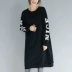 Mẫu áo mùa thu và mùa đông của phụ nữ cỡ lớn cộng với váy nhung dày phiên bản nữ Hàn Quốc của bản in mỏng mảnh dài trên đầu gối áo len thủy triều