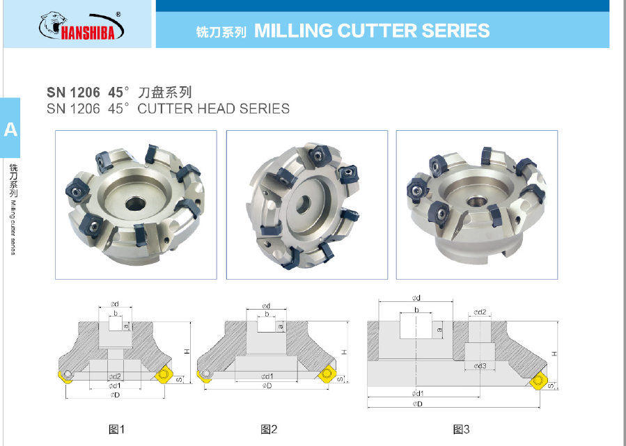 45 degree milling cutter disc H-SOSF-45-4 8--D100-08-32R