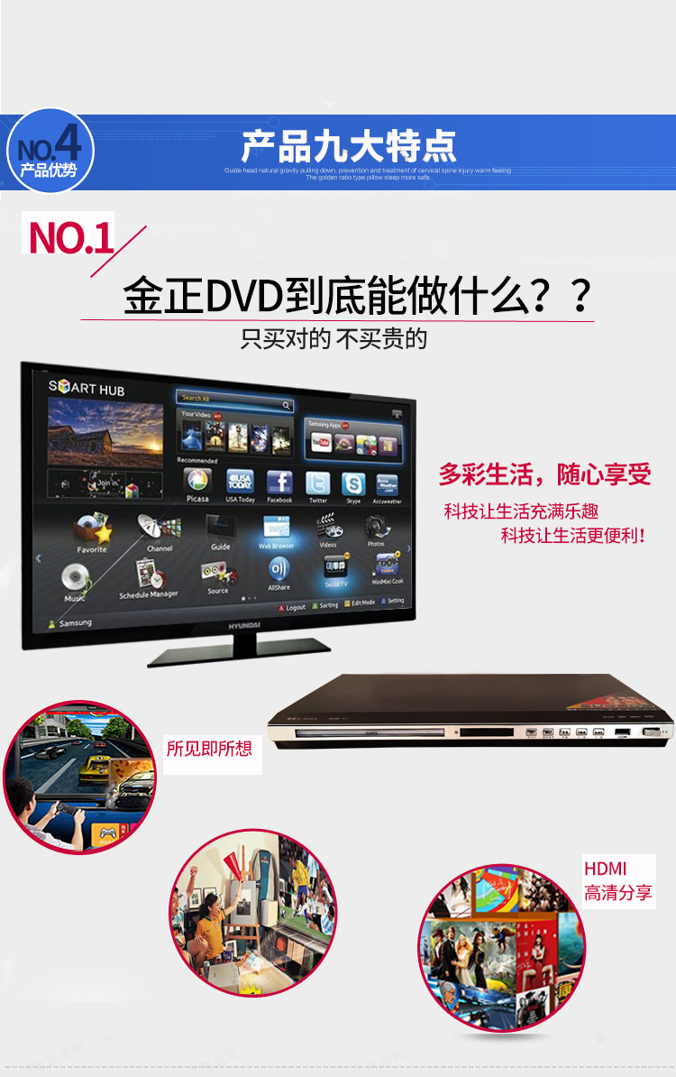 Đầu phát HDMI Kim Jung DVD-N877 HD EVD Player VCD Player - Trình phát TV thông minh bộ phát wifi tenda f3