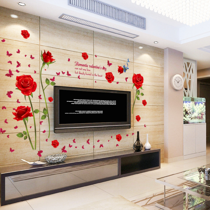 The Bedroom Bed Head Warm Romantic Full House Wall Wall Decoration Painting Can Remove Stickers Sticker Sedation Wall Paste Roses
