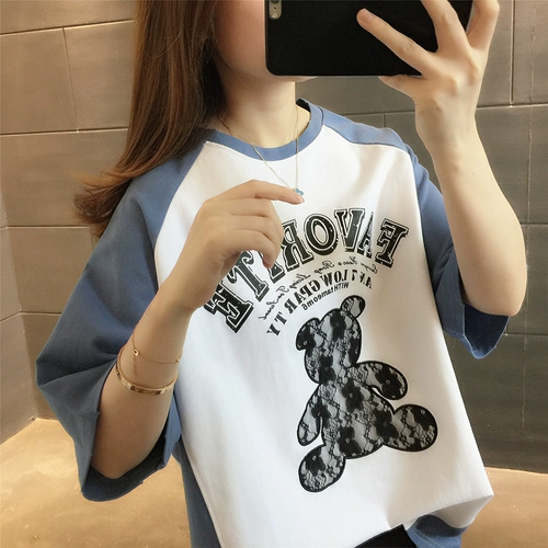 Длинная футболка с коротким рукавом, средней длины, подходит для подростков, по фигуре, в западном стиле