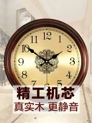 Solid wood clock European style fashion clock wall clock living room silent quartz clock Household seiko wall-mounted bedroom round wall-mounted watch