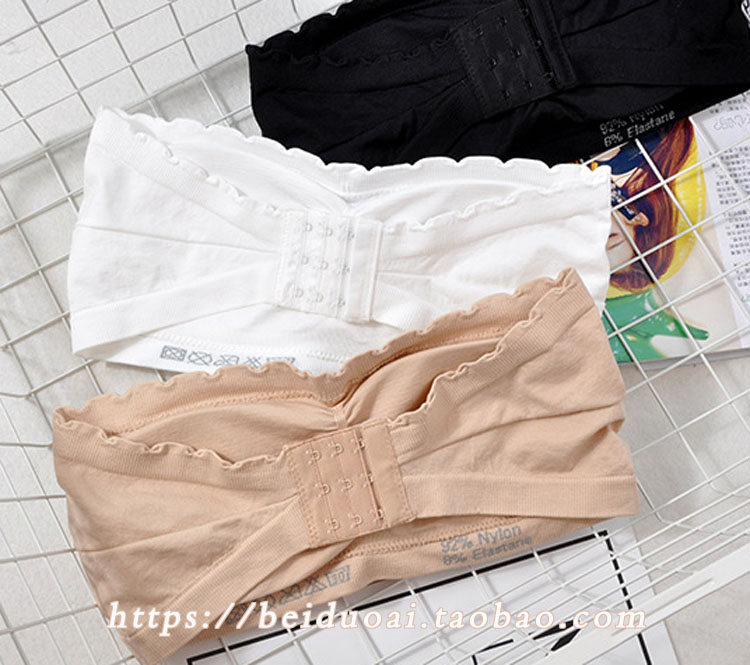 Miệng phẳng ống băng lụa bọc ngực quây mỏng corset đáy liền mạch ngực ren phương thức với miếng đệm ngực nội y quyến rũ