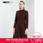 NEXY.CO / Naiqi mùa thu đông mới cổ dài tay lượn sóng cổ áo len dài eo cao đơn giản áo kiểu trung niên u50