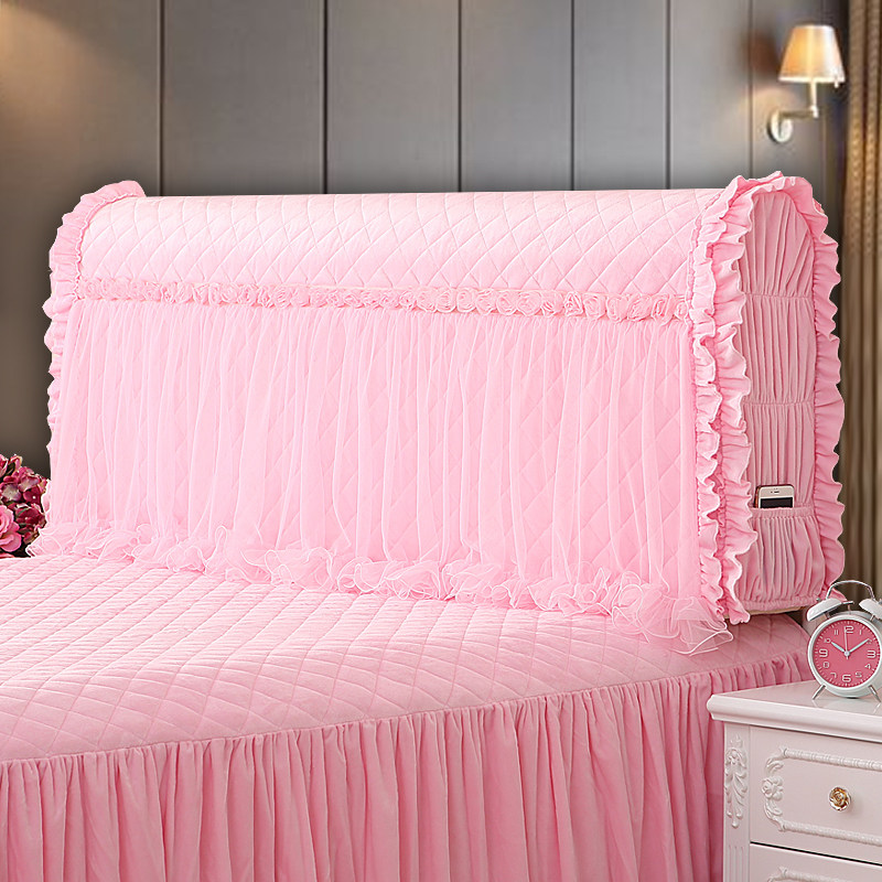 Qiaozhi life bedside cover 2021 new princess wind all-inclusive bedside cover pink bed back cover dustproof