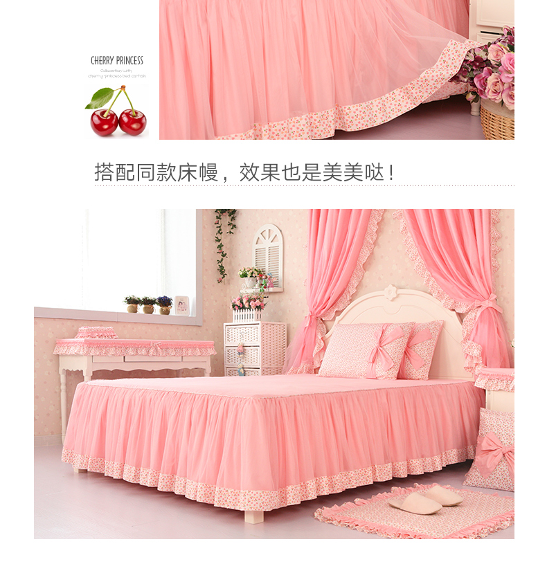 Qiao chúa bông giường cuộc sống phong cách một mảnh bìa giường váy màu hồng bông ren bông trượt 1.8m - Váy Petti drap giường có viền