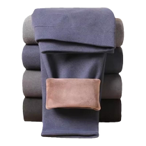 Catman Mens Warm Pants Plus Velvet Thickened Heating Bottoming Knee Pads Cotton Wool Pants Winter Autumn Pants Mens 2024 New Style
