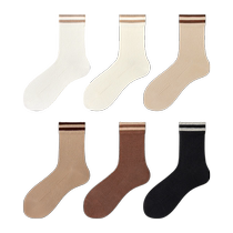 Catman Socks Womens Mid-calf Socks Spring and Autumn Antibacterial and Deodorant Cotton Socks Autumn and Winter Sweat-absorbent Breathable Ladies Pile Stockings