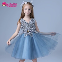 Mùa hè công chúa váy cô gái ăn mặc fluffy trẻ em của đàn piano trang phục máy chủ hiệu suất quần áo hoa cô gái ăn mặc nữ shop vay tre em cao cap
