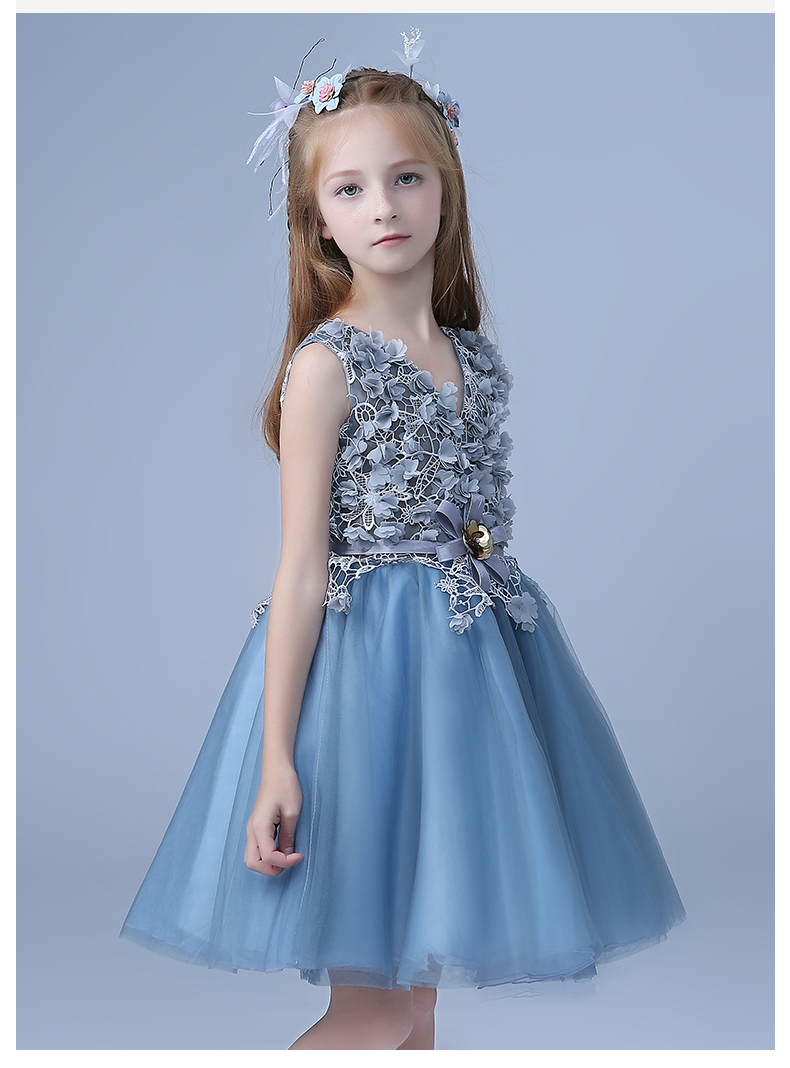 Mùa hè công chúa váy cô gái ăn mặc fluffy trẻ em của đàn piano trang phục máy chủ hiệu suất quần áo hoa cô gái ăn mặc nữ đầm công chúa cho bé 1 tuoi