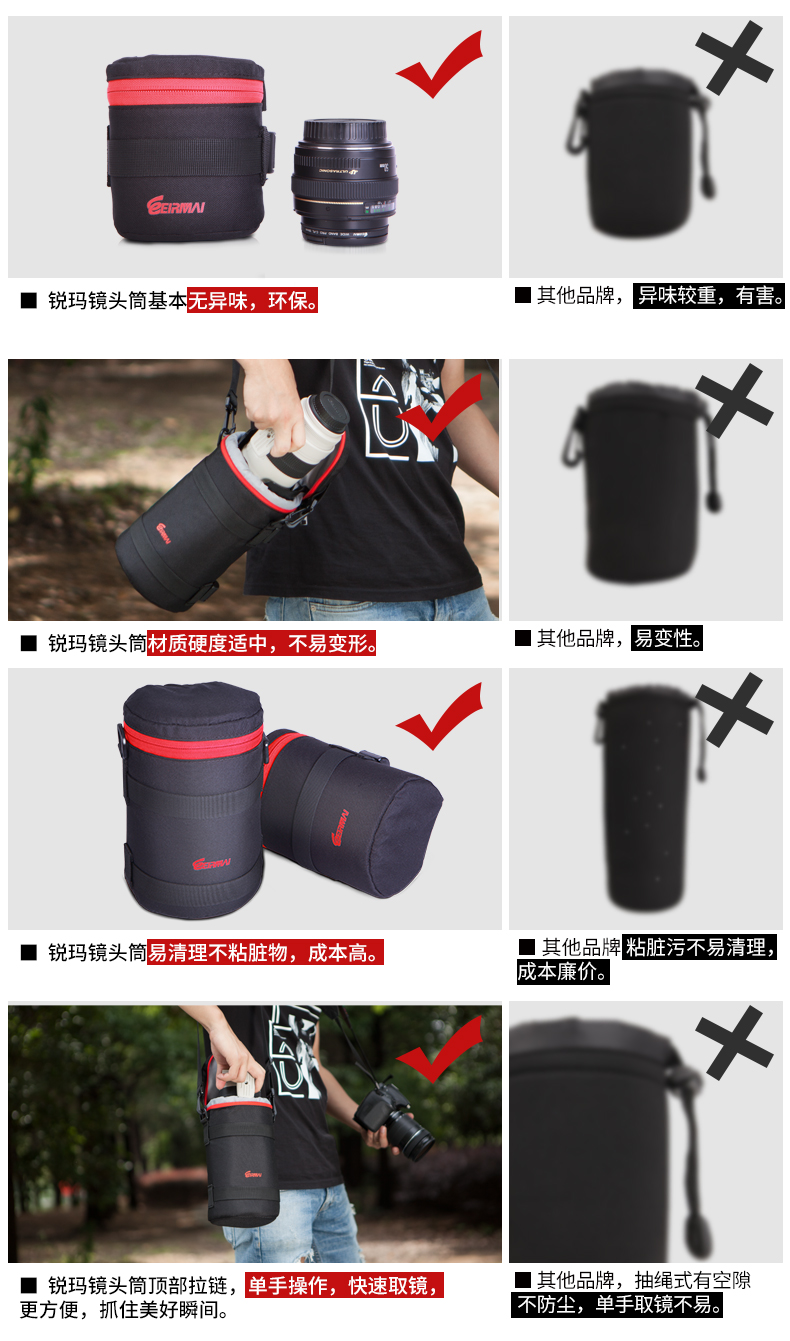 Ruima ống kính ống cho canon nikon ống kính túi slr camera ống kính túi dày bảo vệ ống kính bao gồm túi chuyên nghiệp di động sony vi duy nhất kỹ thuật số tenglong sigma camera lưu trữ túi túi đựng máy ảnh