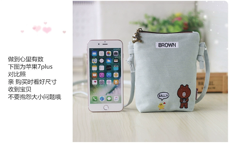 Túi đựng điện thoại di động 2018 mới túi đeo chéo dọc nữ mini bag vải sinh viên dễ thương túi nhỏ túi điện thoại di động