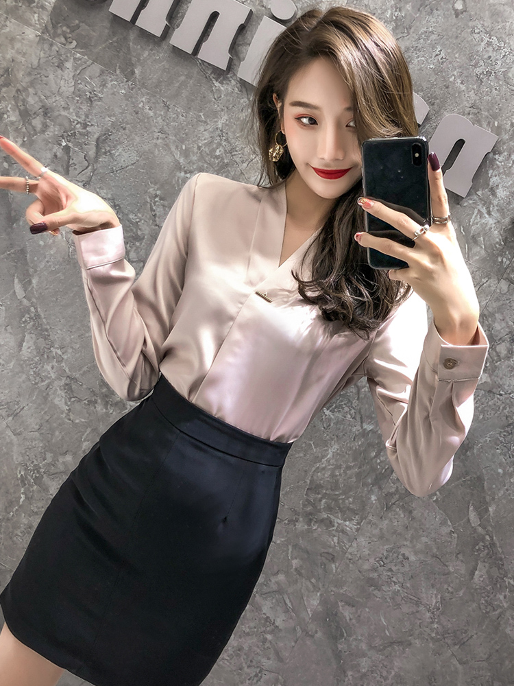 Socialite summer high-end shirt professional suit Female dress beautician work clothes Temperament goddess fan interview dress