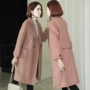 Áo khoác len nữ hai mặt Houndstooth trong phần dài 2019 áo khoác len phổ biến mới - Accentuated eo áo áo khoác măng tô nữ hàn quốc