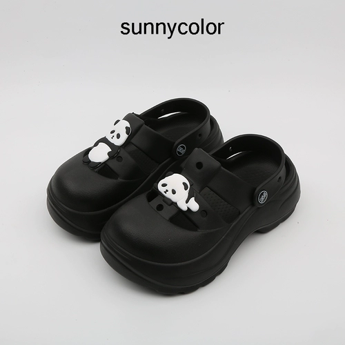Sunnycolor Baotou Half Slippers Half -Soled Panda Hole Shoes Женская летняя кусок кусок кусок земли обувь