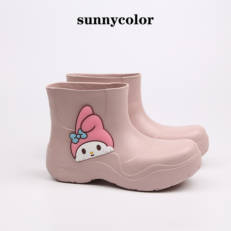 Cute cartoon rain boots women's fashion outer wear waterproof shoes light non-slip rubber shoes women's short tube rain boots Chelsea boots