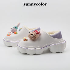 Обувь для дома sunny color棉拖鞋女冬外穿厚底防滑防水保暖可爱星黛露兔子棉鞋