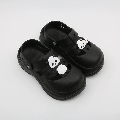 Sunnycolor Baotou Half Slippers Half -Soled Panda Hole Shoes Женская летняя кусок кусок кусок земли обувь