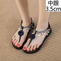 TXE-0035 Blue Flower Tassel Средняя пятка 3,5 см