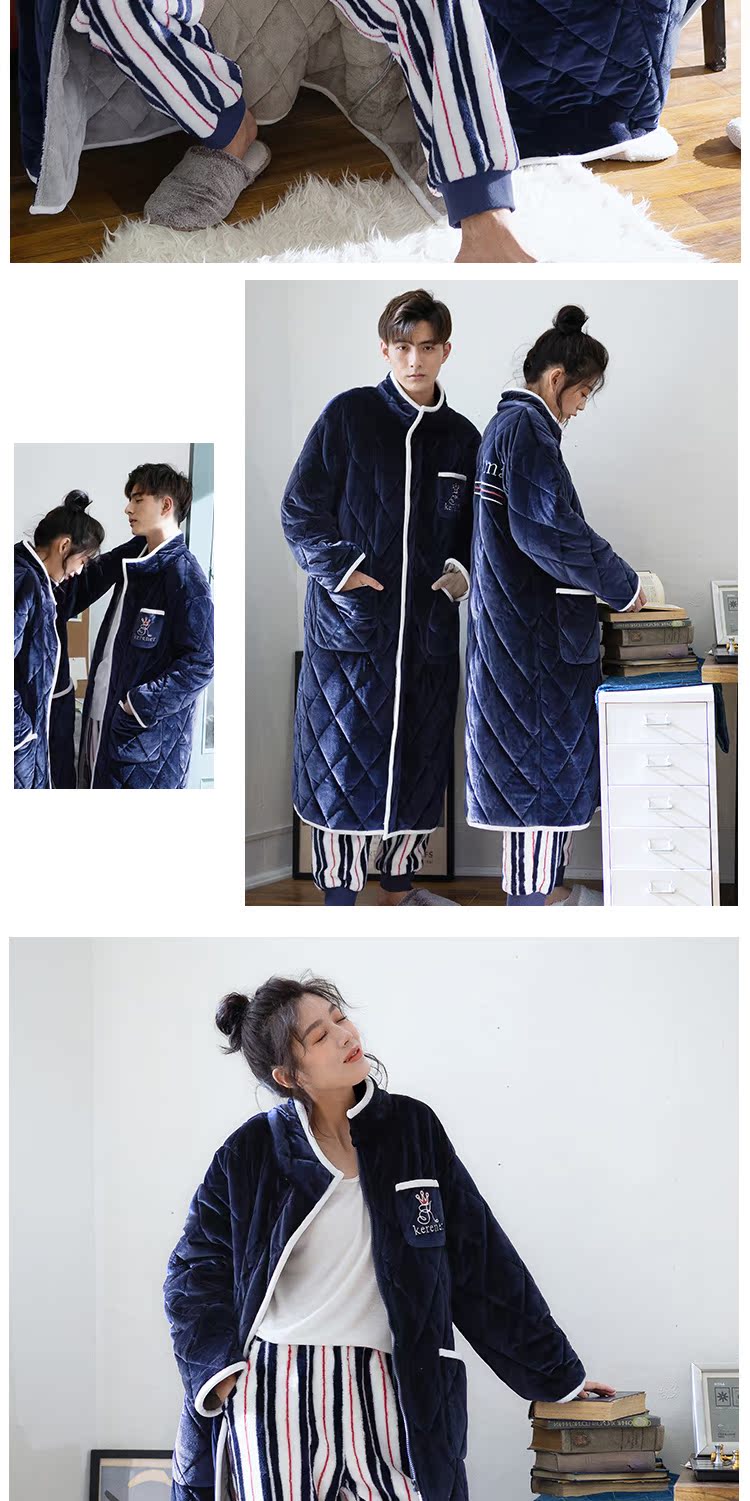 Có thể là mùa đông các cặp vợ chồng nhung nhung dày đồ ngủ dài cardigan ấm áo choàng sandwich áo ngủ phục vụ nhà đồ pijama