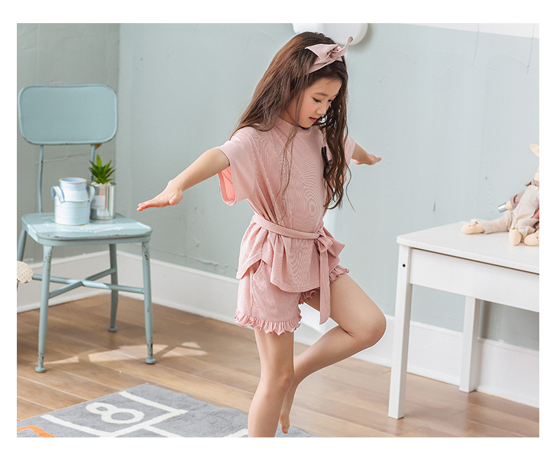 Có thể là trẻ em mùa hè dệt kim cotton cha mẹ và con mặc đồ ngủ màu rắn ngắn tay quần short lỏng ladies big trẻ em của dịch vụ nhà phù hợp với bộ gia đình thu đông đẹp