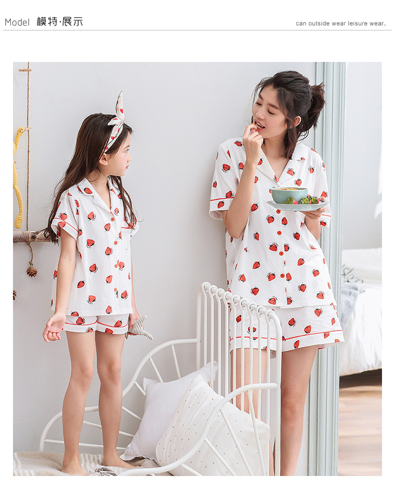 Có thể là mùa hè cotton cha mẹ và con mặc đồ ngủ thời trang cardigan lớn trẻ em gái cotton ladies home dịch vụ phù hợp với đồ pijama nam