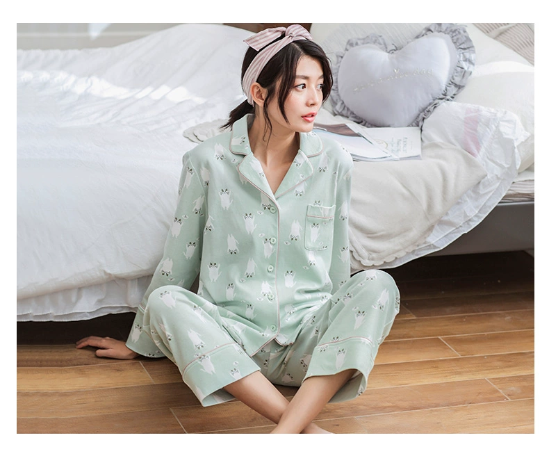 Dễ thương mùa xuân cô gái bông đồ ngủ cha mẹ và con Hàn Quốc phiên bản của cardigan mẹ và con gái cậu bé lớn công chúa phục vụ nhà phù hợp với đồ bộ thể thao nam