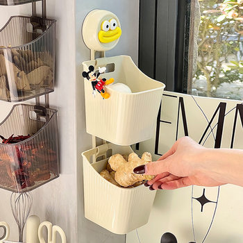 Suction cup onion, ginger and garlic storage box wall-mounted