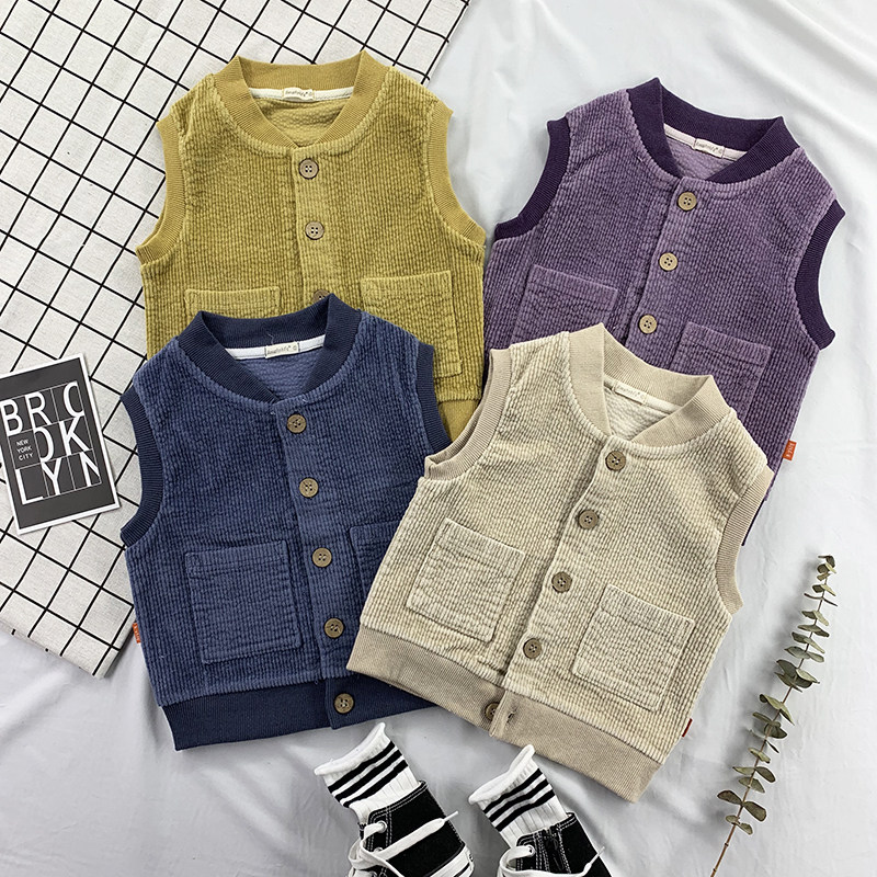 Autumn-winter baby boy cotton waistcoat boy children light core suede thickened waistcoat female baby vest with 2 plus suede 6 years old
