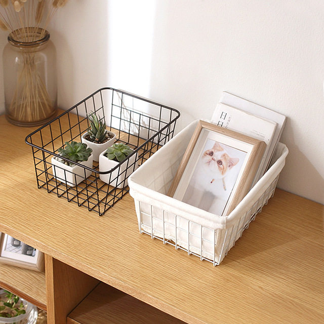 ins Nordic small objects desktop storage basket home kitchen finishing box sundries storage basket wrought iron bathroom storage basket