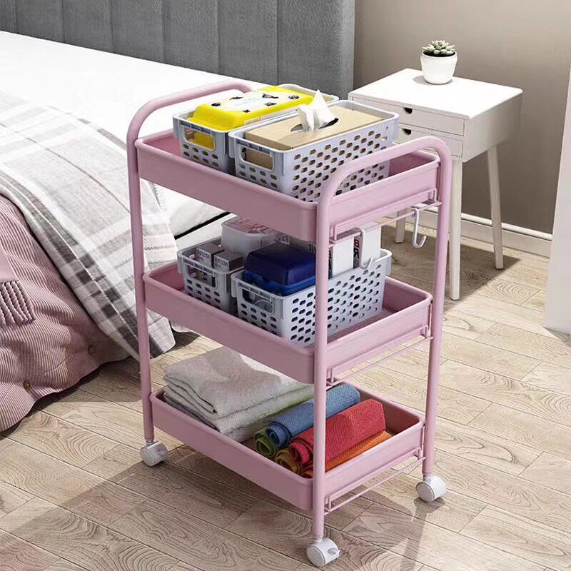 Multi-layer beauty trolley shelf floor-to-ceiling kitchen mobile net red snacks baby supplies storage shelf