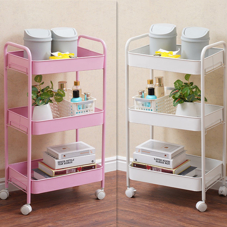 Metal carbon steel beauty manicure tool cart three-tier shelf living room movable baby supplies toy cart