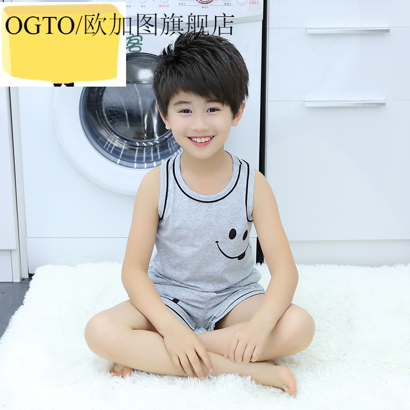 Childrens vest cậu bé mỏng chiếc váy mùa hè bé trẻ em thể thao ở phần tay áo bông lớn mùa hè hai bộ mà không có một bộ 2.