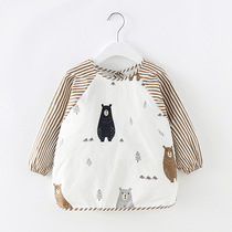 Autumn and winter baby gown cotton girl waterproof food clothes boy apron reverse dress long sleeve thin baby bib