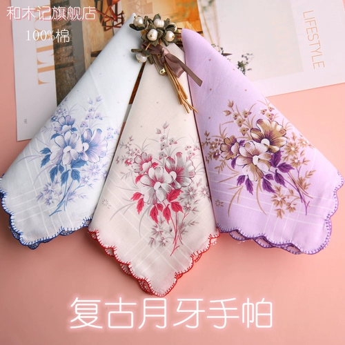 Хлопковый ретро носовой платок, шарф, цвет, 30см