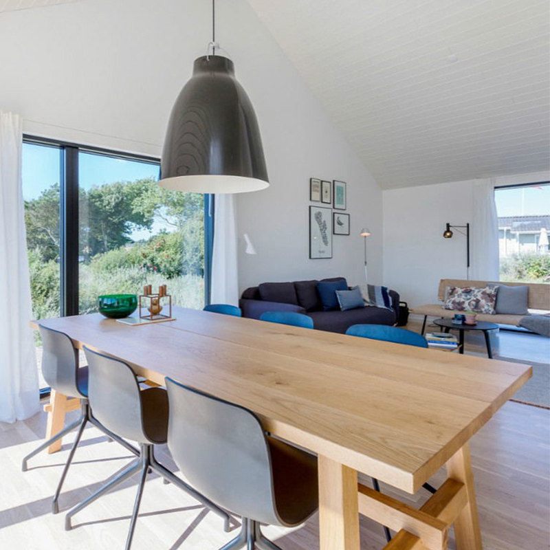 Pure solid wood dining table and chair combination Household Nordic full solid wood dining table Rectangular table Ash wood dining table log