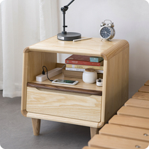 Solid wood bedside table Nordic bedroom bedside storage cabinet Modern simple Wood color bedside table Simple small cabinet
