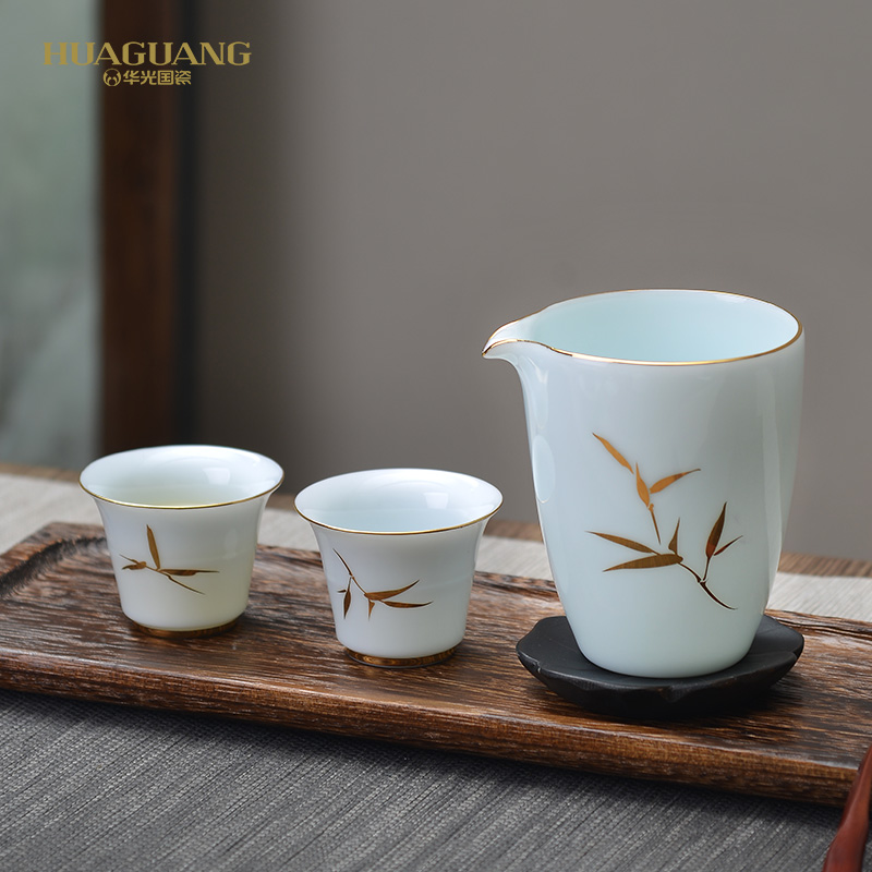 The porcelain tea set of ceramic tea set combination of Huang hua DE Jinzhu kung fu tea tea king