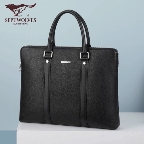 Septwolves, мужская сумка для отдыха, кожаный ноутбук, из натуральной кожи, воловья кожа, бизнес-версия