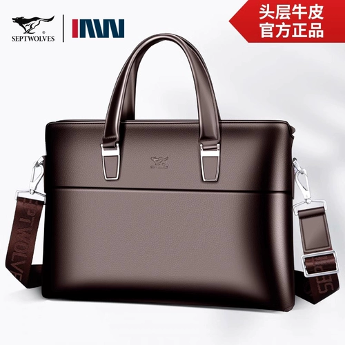 Septwolves, кожаная мужская сумка на одно плечо для отдыха, из натуральной кожи