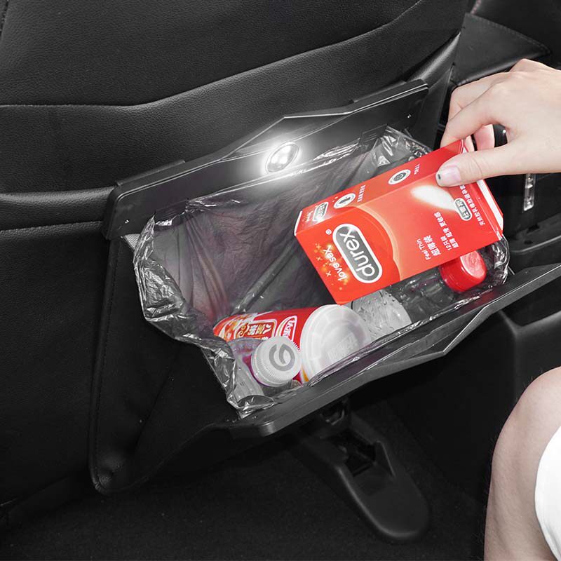 Vehicle-mounted garbage bag car back row car inside the car cleaning special storage car with a small bucket supplies