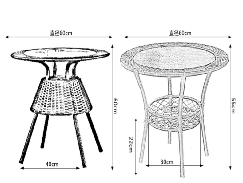 Ghế wicker bàn cà phê ba mảnh vườn ngoài trời mây ban công đồ nội thất bàn ghế ngoài trời giải trí ghế wicker kết hợp năm mảnh