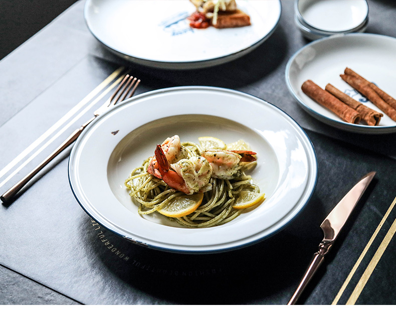 Retro tableware ceramic bowl bowl plate fish dish soup bowl combine household huai individuality creative dishes for dinner