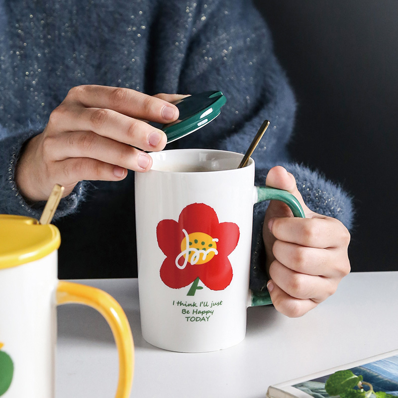 Korean Xuan elegant wind flower girl heart keller ceramic water cup ultimately responds a cup of coffee cup men 's and women' s cup