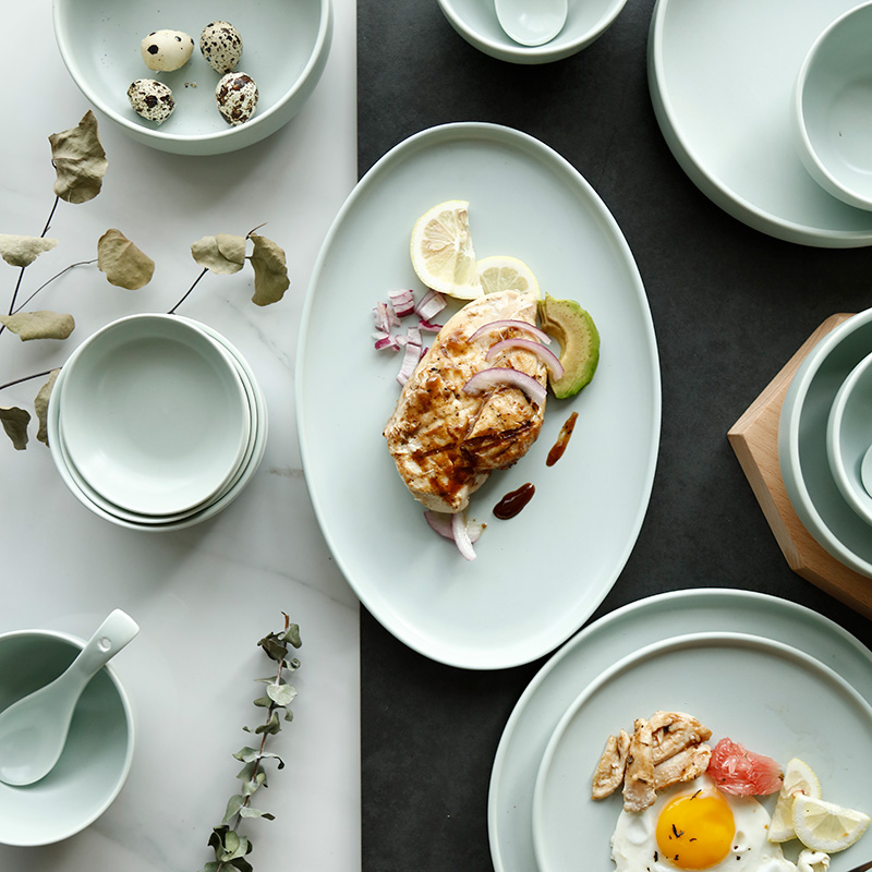 Tableware suit Nordic home eat bowl chopsticks contracted ceramic dishes salad bowl dish bowl of soup bowl rainbow such use