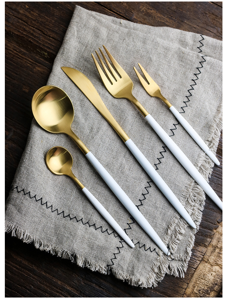 WUXIN304 stainless steel knife and fork spoon, western - style food tableware suit three - piece steak knife and fork dessert spoon, fruit fork
