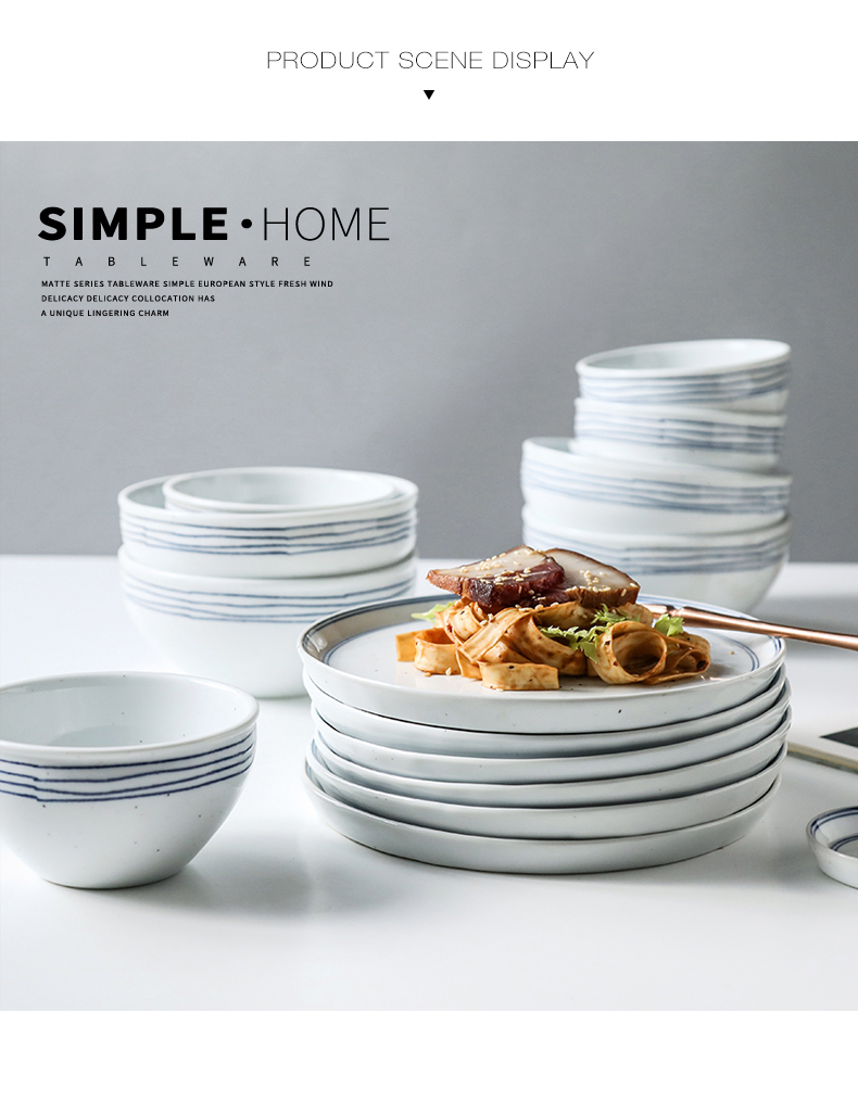 Ceramic bowl home 10 only eat noodles bowl creative combination tableware kit bowls soup bowl set bowl of large plate