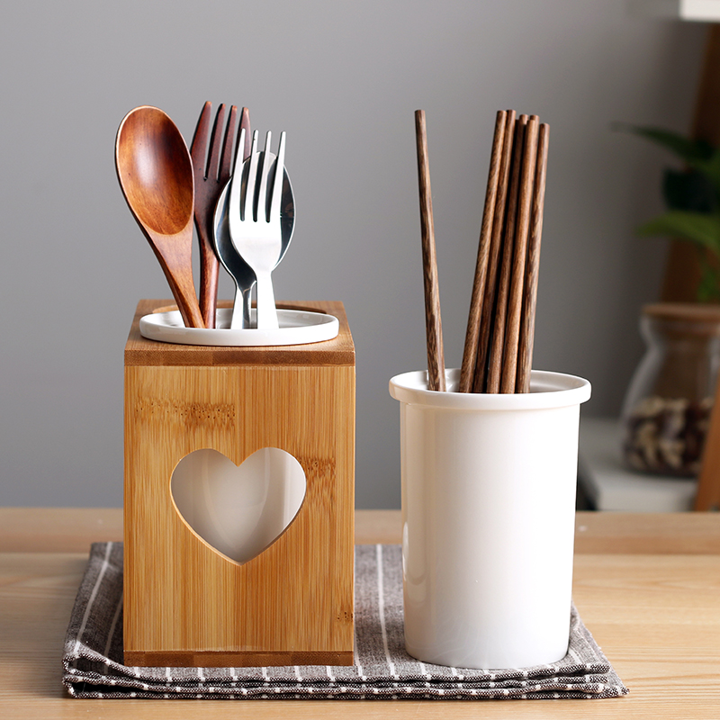 Ceramic frame binocular creative Japanese chopsticks cage drop box of suction tube of Korean household kitchen chopsticks chopsticks